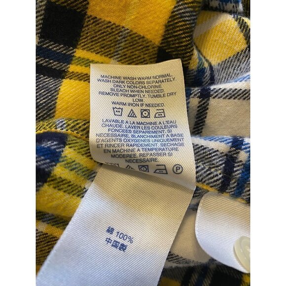 LANDS' End Yellow Plaid Flannel Button Down Shirt SIze 18 Tall - Picture 6 of 6